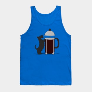 Scottish terrier leaning against a French press Tank Top